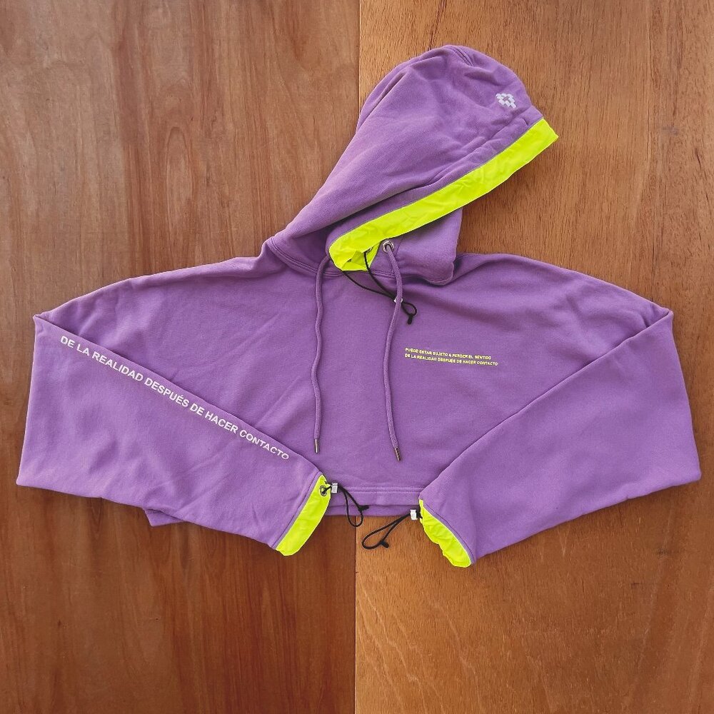 MARCELO BURLON COUNTY OVERSIZED CROPPED HOODIE Women’s sz S Mauve